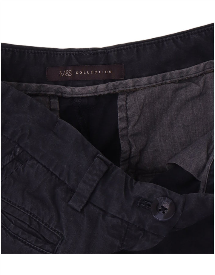 Marks & Spencer Womens High Waist Chino Shorts W28 Medium Navy Blue