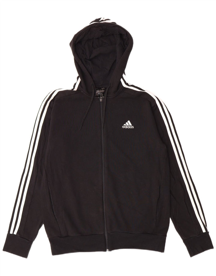 ADIDAS Mens Zip Hoodie Sweater Medium Black