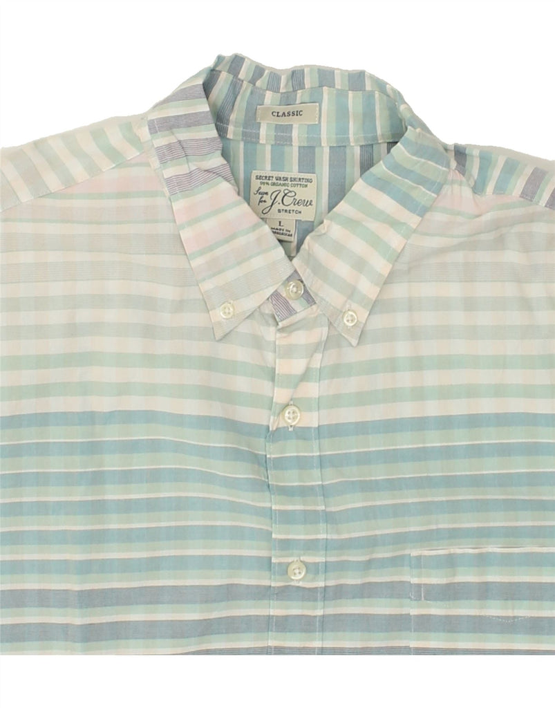 J. CREW Mens Classic Shirt Large Blue Striped Cotton | Vintage J. Crew | Thrift | Second-Hand J. Crew | Used Clothing | Messina Hembry 