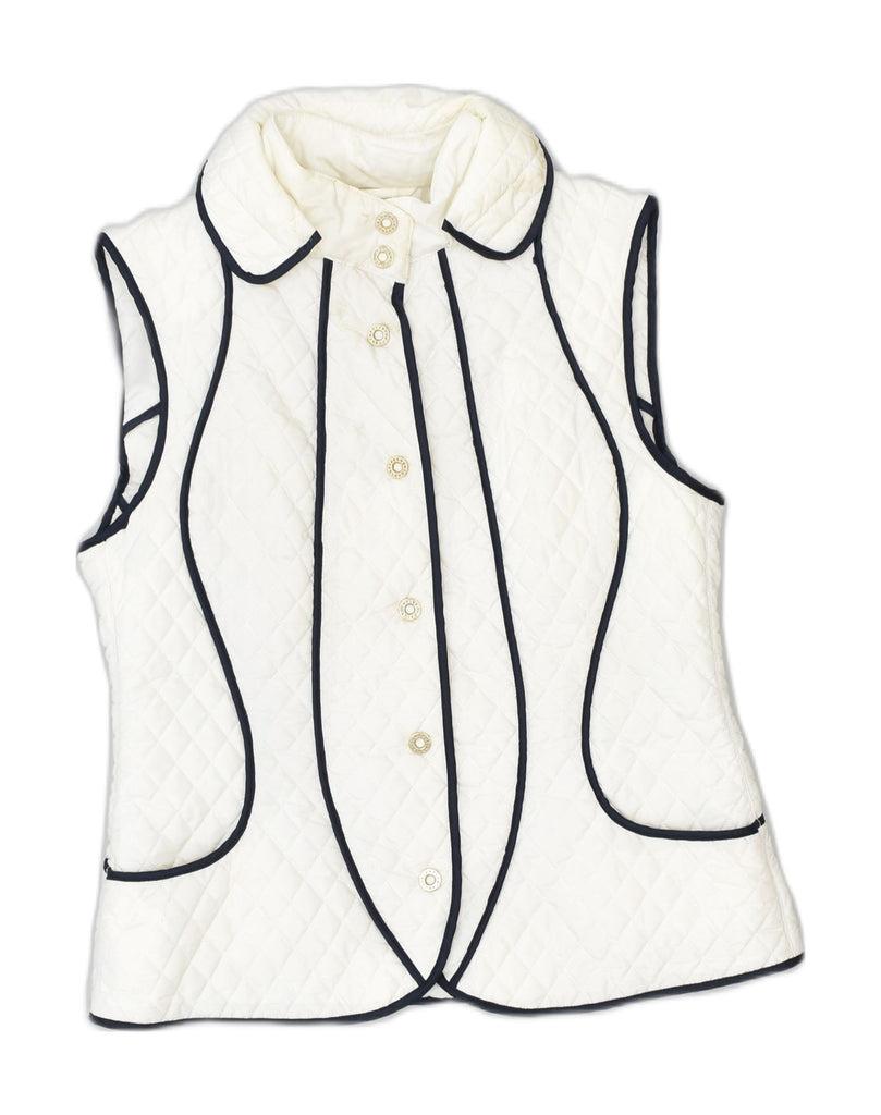 LES COPAINS Womens Quilted Gilet IT 44 Medium White | Vintage | Thrift | Second-Hand | Used Clothing | Messina Hembry 