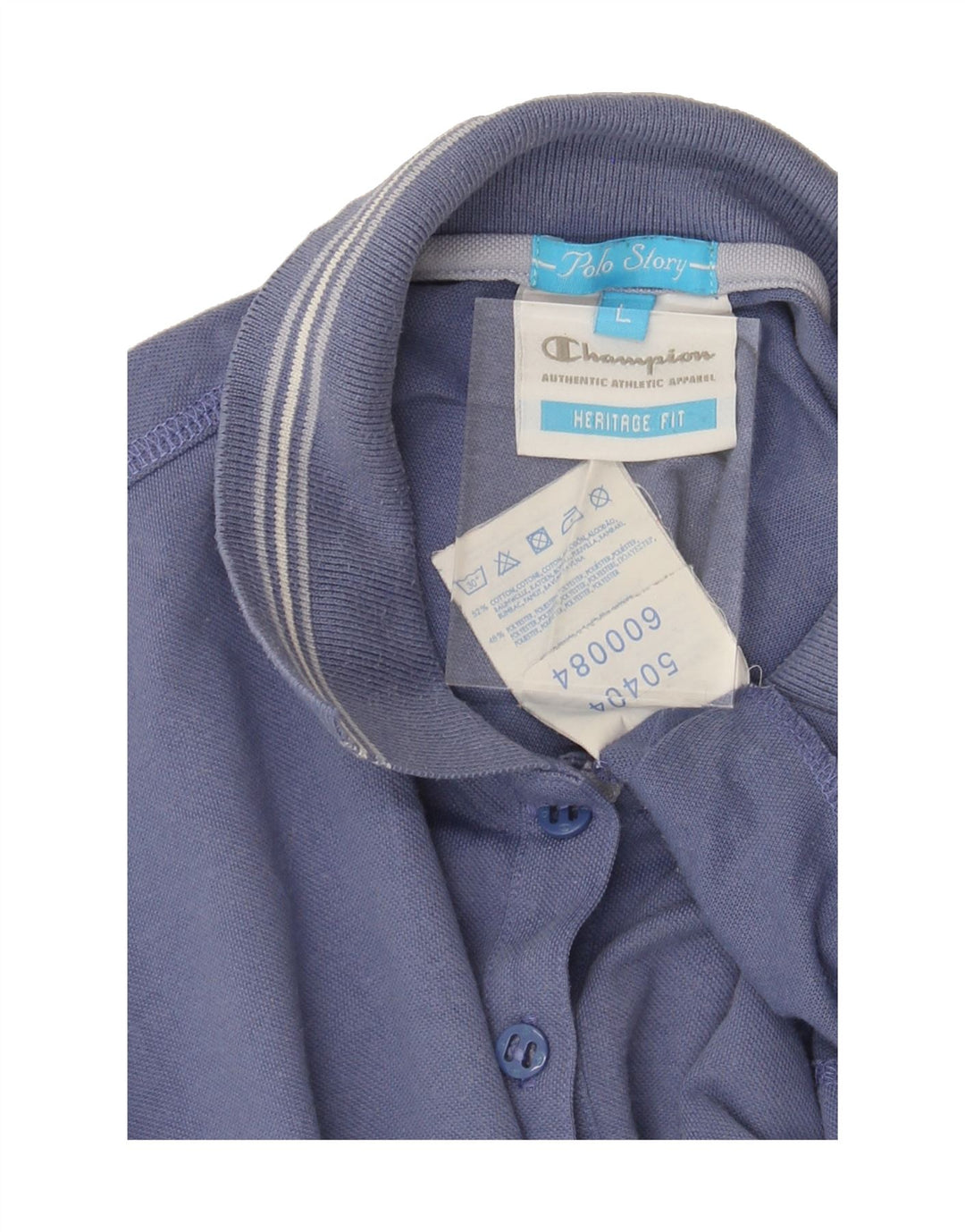 CHAMPION Womens Polo Shirt UK 14 Large Blue Cotton Vintage Champion and Second-Hand Champion from Messina Hembry 