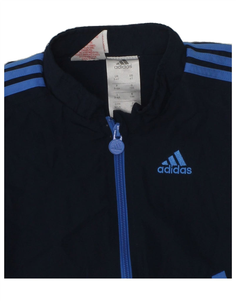 ADIDAS Boys Graphic Tracksuit Top Jacket 3-4 Years Navy Blue Polyester | Vintage Adidas | Thrift | Second-Hand Adidas | Used Clothing | Messina Hembry 