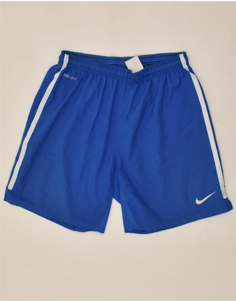 NIKE Mens Dri Fit Graphic Sport Shorts UK 30/32 Medium Blue Polyester | Vintage Nike | Thrift | Second-Hand Nike | Used Clothing | Messina Hembry 