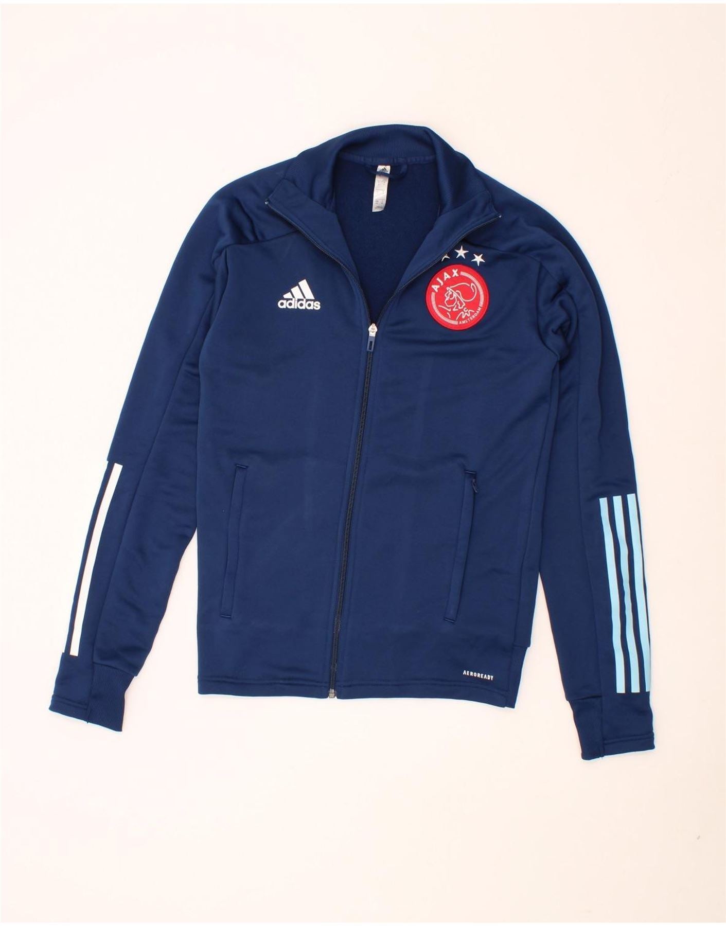 ADIDAS Mens Ajax Amsterdam Tracksuit Top Jacket Small Blue Polyester Vintage Second Hand Clothing Online Messina Hembry