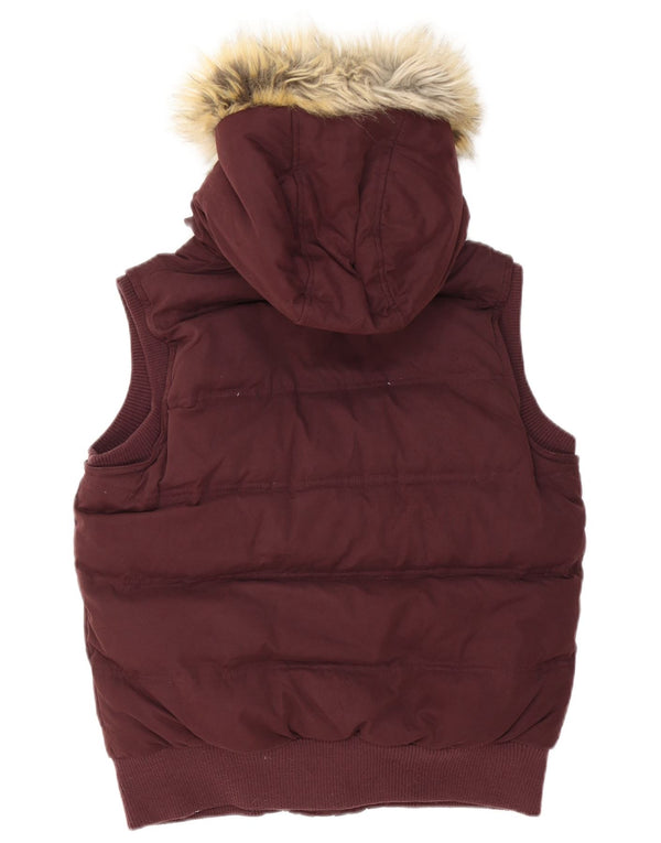 Fat Face Womens Padded Gilet UK 14 Large Burgundy Cotton