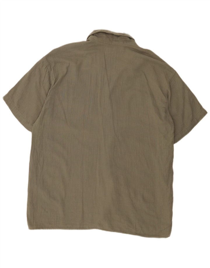 JACK & JONES Mens Short Sleeve Shirt Large Khaki Cotton