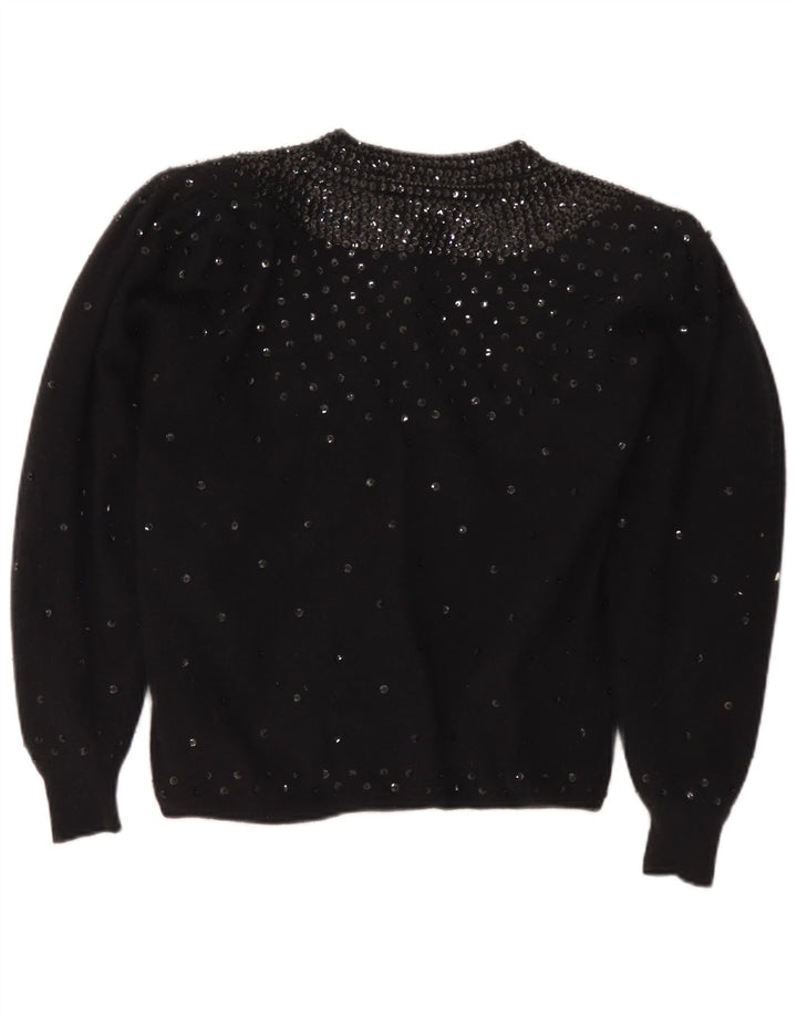 Silvy Womens Cardigan Sweater IT 44 Medium Black Lambswool