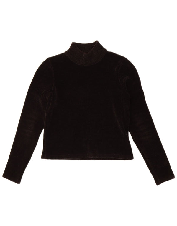 Zara Womens Velour Crop Turtle Neck Jumper Sweater UK 8 Small Black