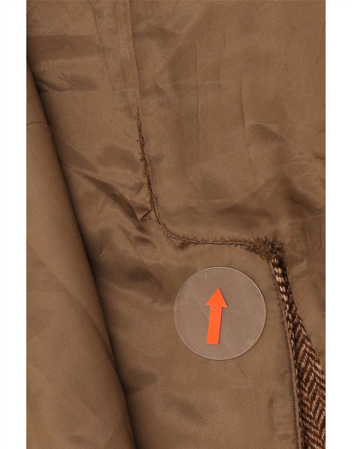 Vintage Mens Overcoat UK 38 Medium Brown Herringbone