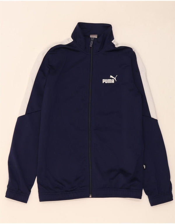 Puma Boys Tracksuit Top Jacket 13-14 Years Navy Blue Colourblock