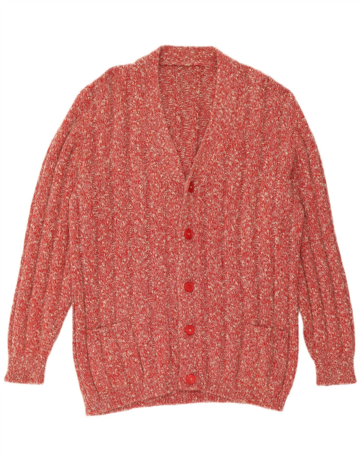 Vintage Mens Cardigan Sweater Large Red Flecked