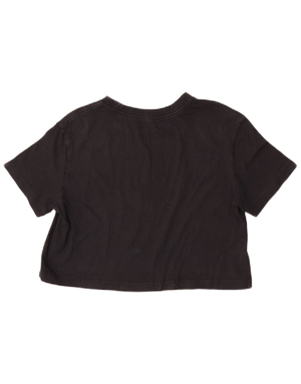 Nike Womens Crop Graphic T-Shirt Top UK 10 Small Black Cotton
