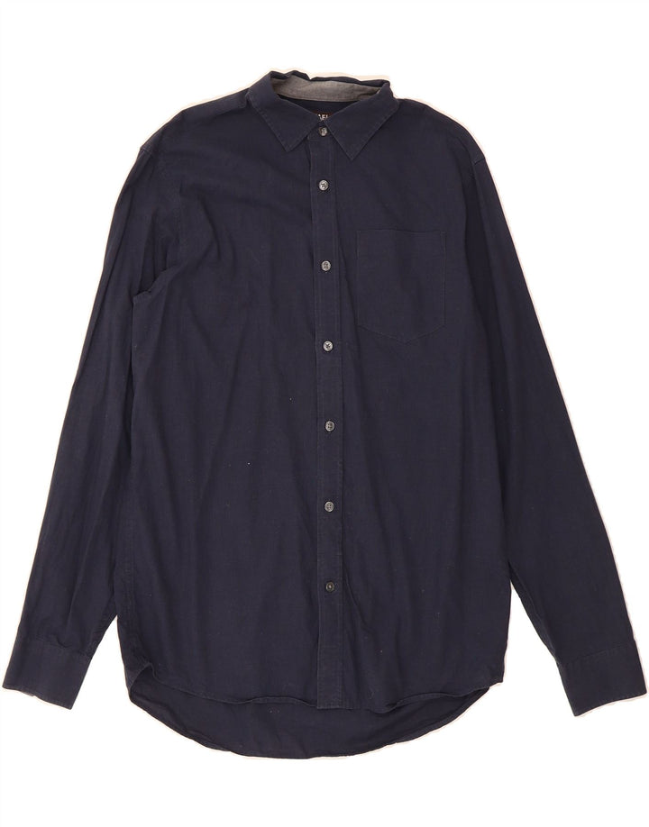 MICHAEL KORS Mens Tailored Fit Shirt Medium Navy Blue Cotton Vintage Michael Kors and Second-Hand Michael Kors from Messina Hembry 
