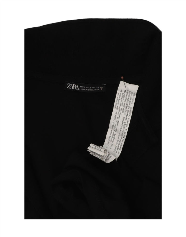 Zara Womens Polo Dress UK 16 Large Black Cotton