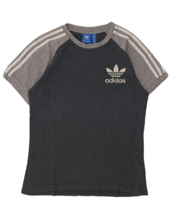 Adidas Mens T-Shirt Top Small Grey Colourblock Cotton