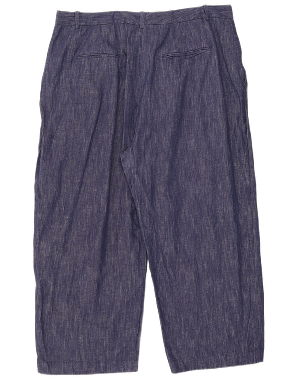 Marks & Spencer Womens Cropped Trousers UK 22 3XL W41 L25 Navy Blue