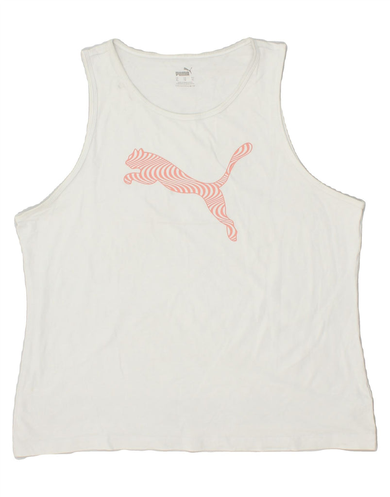 PUMA Womens Graphic Vest Top UK 18 XL White Cotton Vintage Puma and Second-Hand Puma from Messina Hembry 