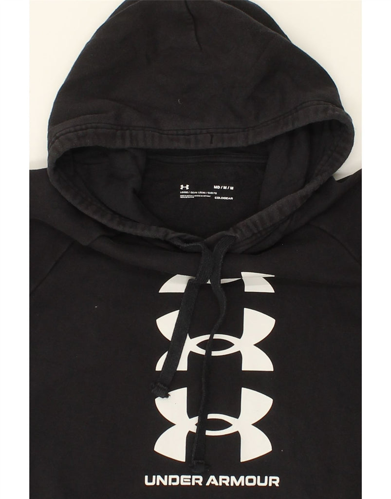 UNDER ARMOUR Mens Cold Gear Graphic Hoodie Jumper Medium Black Cotton | Vintage Under Armour | Thrift | Second-Hand Under Armour | Used Clothing | Messina Hembry 