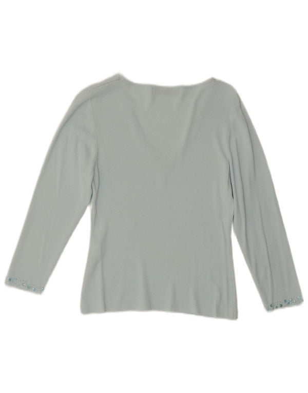 Zara Womens Top 3/4 Sleeve Large Turquoise Rayon