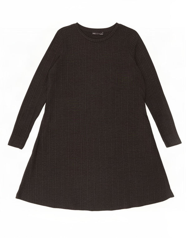 Marks & Spencer Womens Long Sleeve Jumper Dress UK 16 Large Grey Polyester