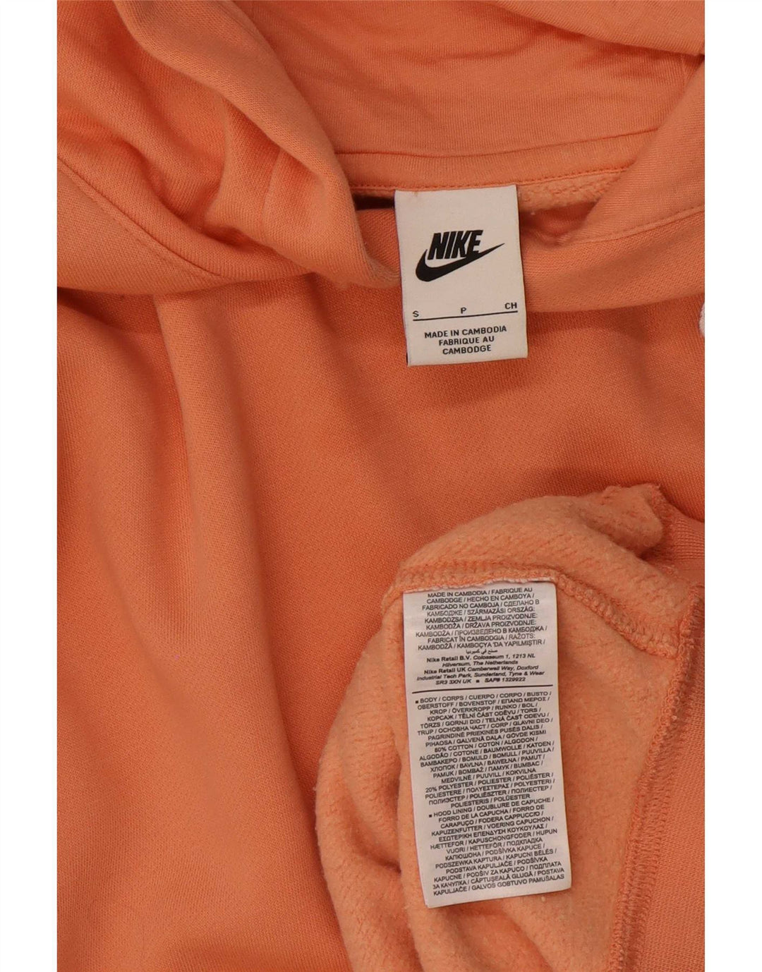 Nike Mens Hoodie Jumper Small Orange Cotton