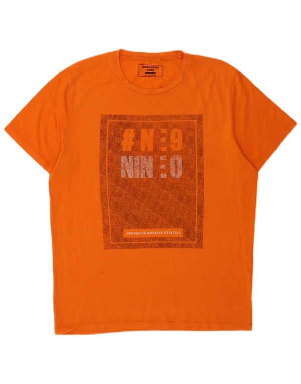Jack & Jones Mens Regular Fit Graphic T-Shirt Top Large Orange