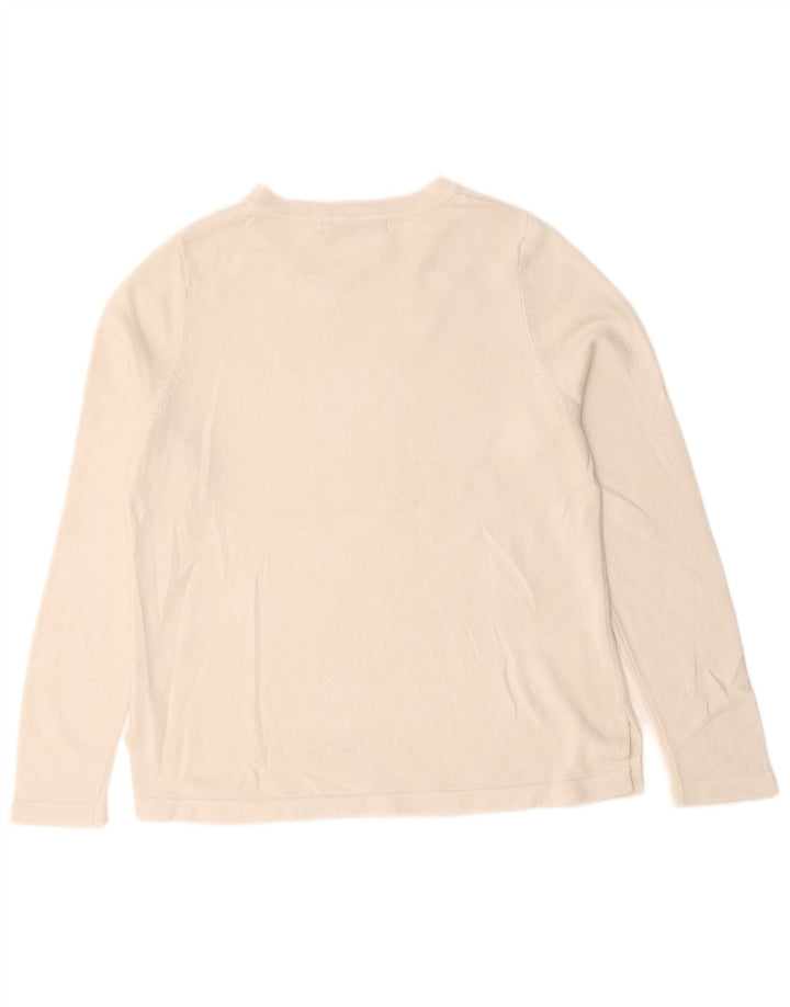 Marks & Spencer Womens Crew Neck Jumper Sweater UK 12 Medium White Acrylic