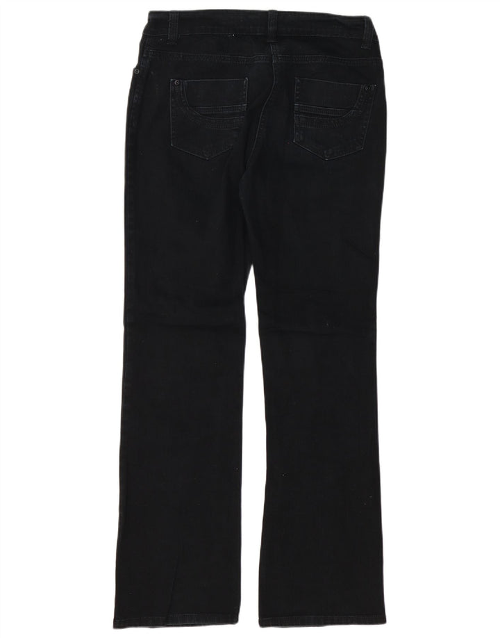 Marks & Spencer Womens Slim Bootcut Jeans UK 12 Medium W32 L30 Black Cotton