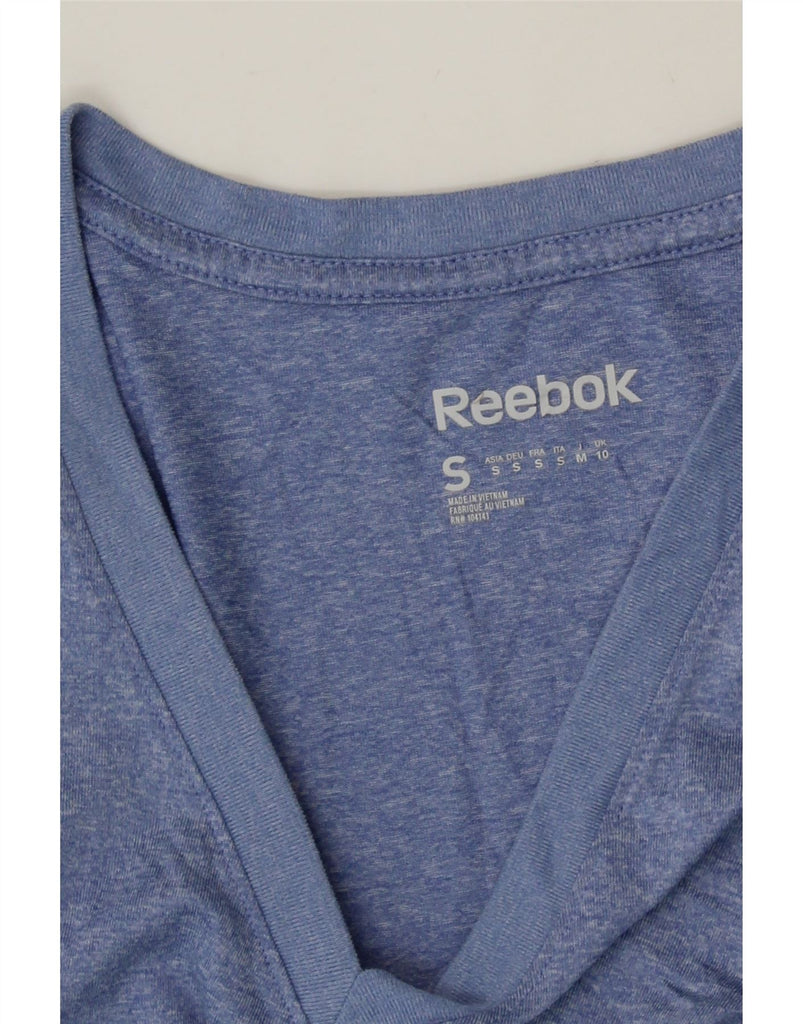 REEBOK Womens T-Shirt Top UK 10 Small Blue Flecked Vintage Reebok and Second-Hand Reebok from Messina Hembry 