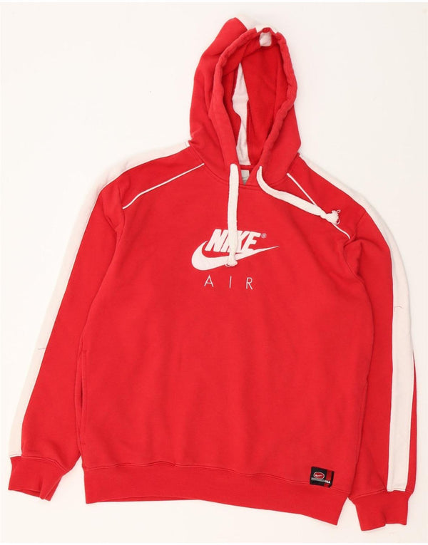Nike Mens Graphic Hoodie Jumper Medium Red Colourblock Cotton