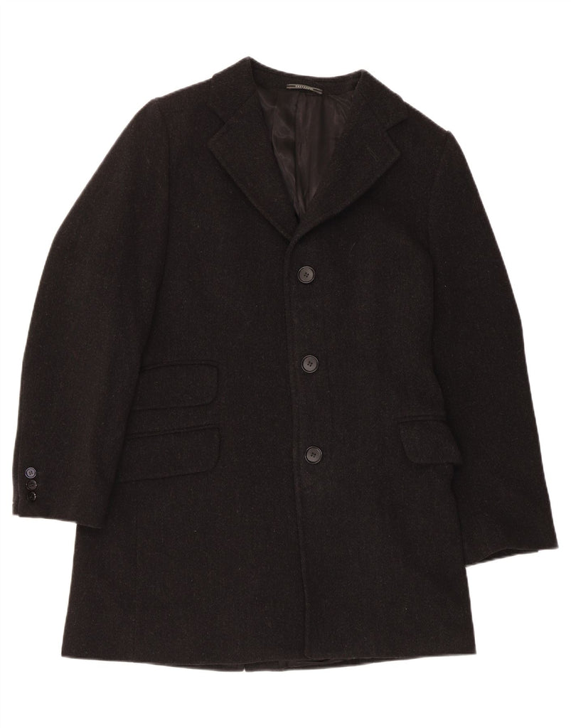 TRUSSARDI Mens Overcoat IT 50 Large Grey Wool Vintage Trussardi and Second-Hand Trussardi from Messina Hembry 