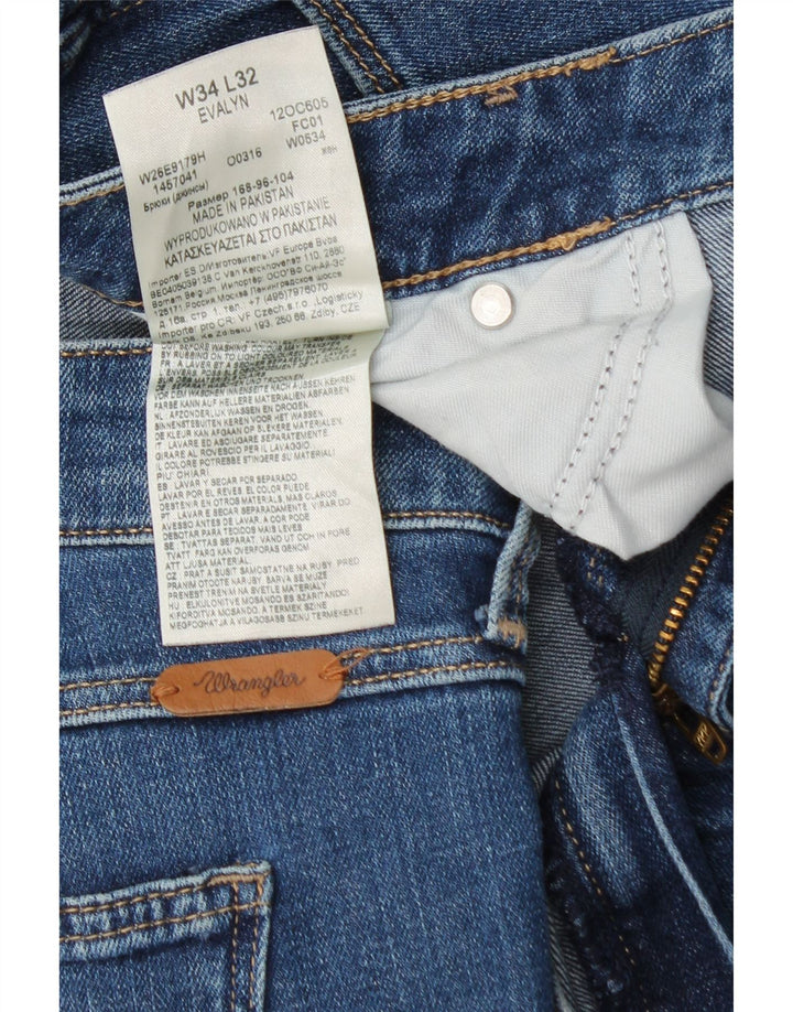 WRANGLER Womens Evalyn Straight Jeans W34 L27 Navy Blue Cotton