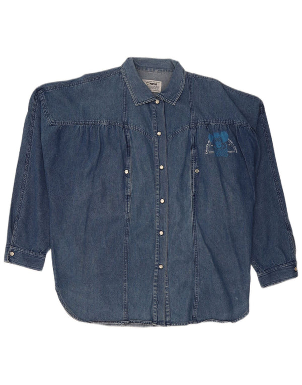 POP 84 Womens Oversized Denim Shirt UK 14 Medium Blue Cotton