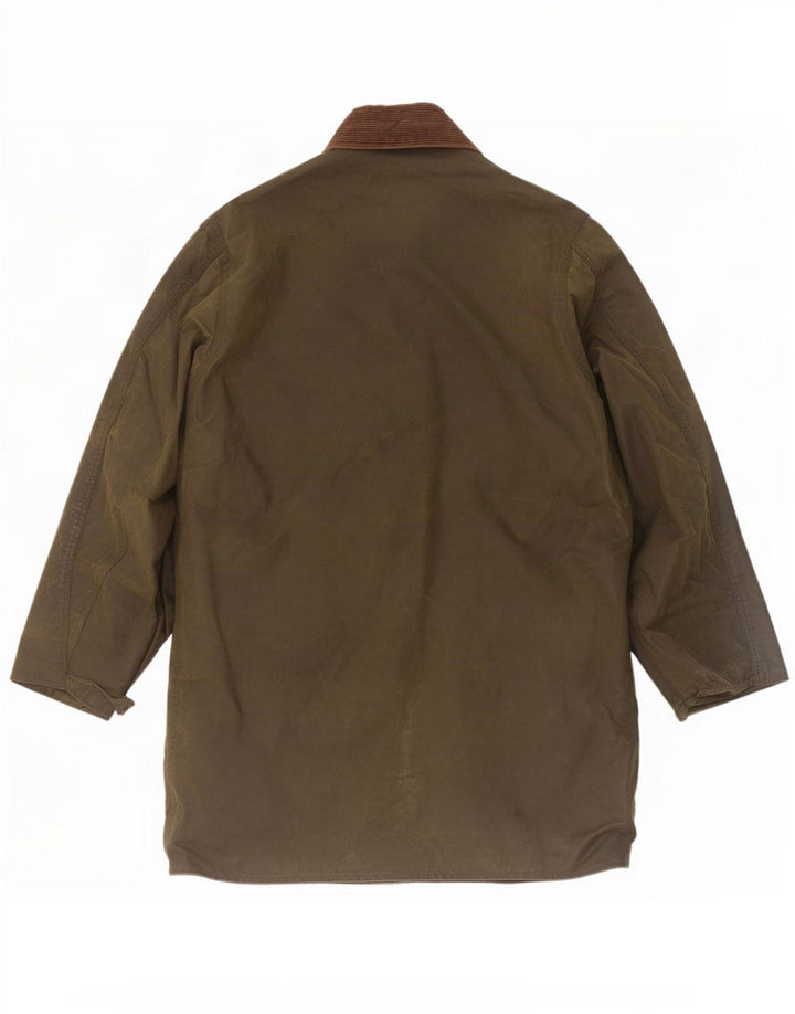 Barbour Mens Border Waxed Cotton Jacket UK 40 Medium Khaki Colourblock