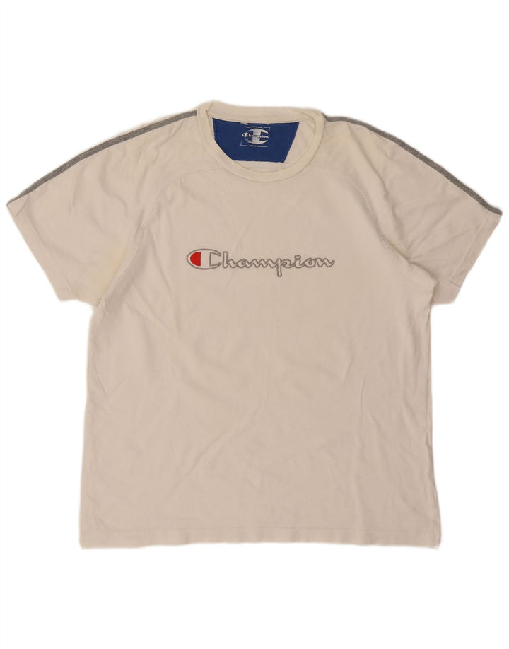 CHAMPION Mens Graphic T-Shirt Top Medium White