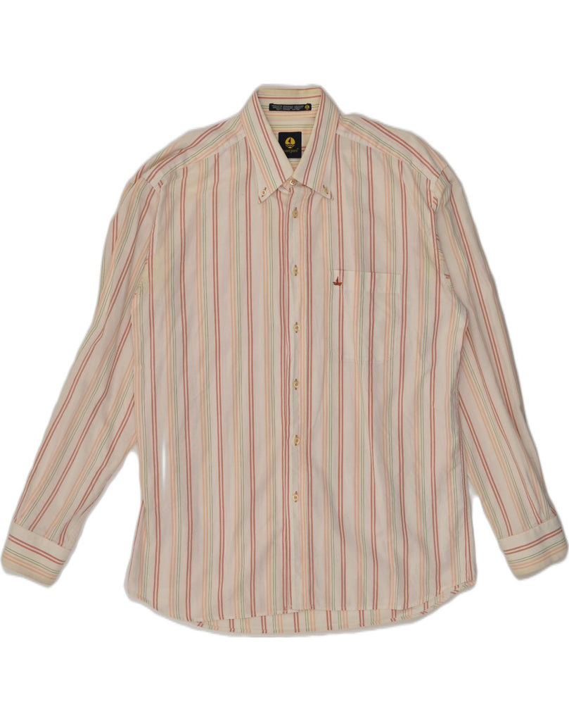 NAVIGARE Mens Shirt XL Beige Striped Cotton | Vintage Navigare | Thrift | Second-Hand Navigare | Used Clothing | Messina Hembry 