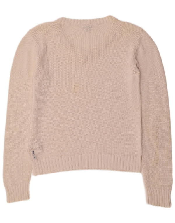 ARMANI JEANS Womens V-Neck Jumper Sweater UK 16 Large White Cotton