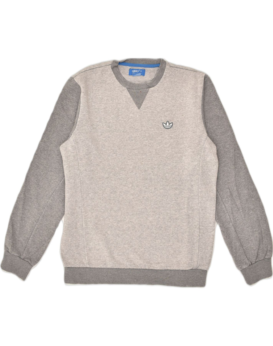 ADIDAS Mens Sweatshirt Jumper Small Grey Colourblock Cotton | Vintage ...