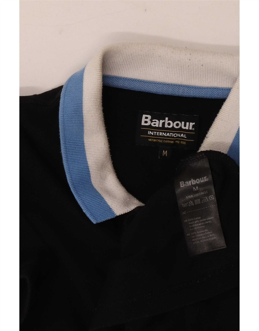 Barbour Mens Rugby Polo Shirt Medium Black Cotton