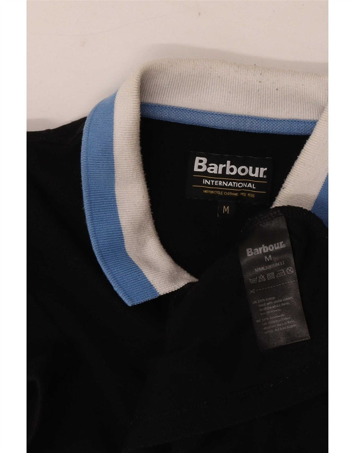Barbour Mens Rugby Polo Shirt Medium Black Cotton