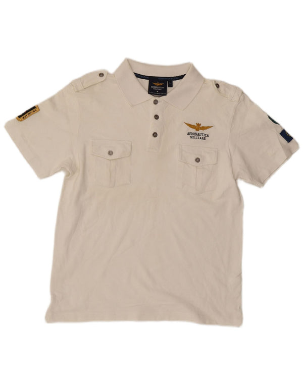 Aeronautica Militare Boys Graphic Polo Shirt 13-14 Years Large White