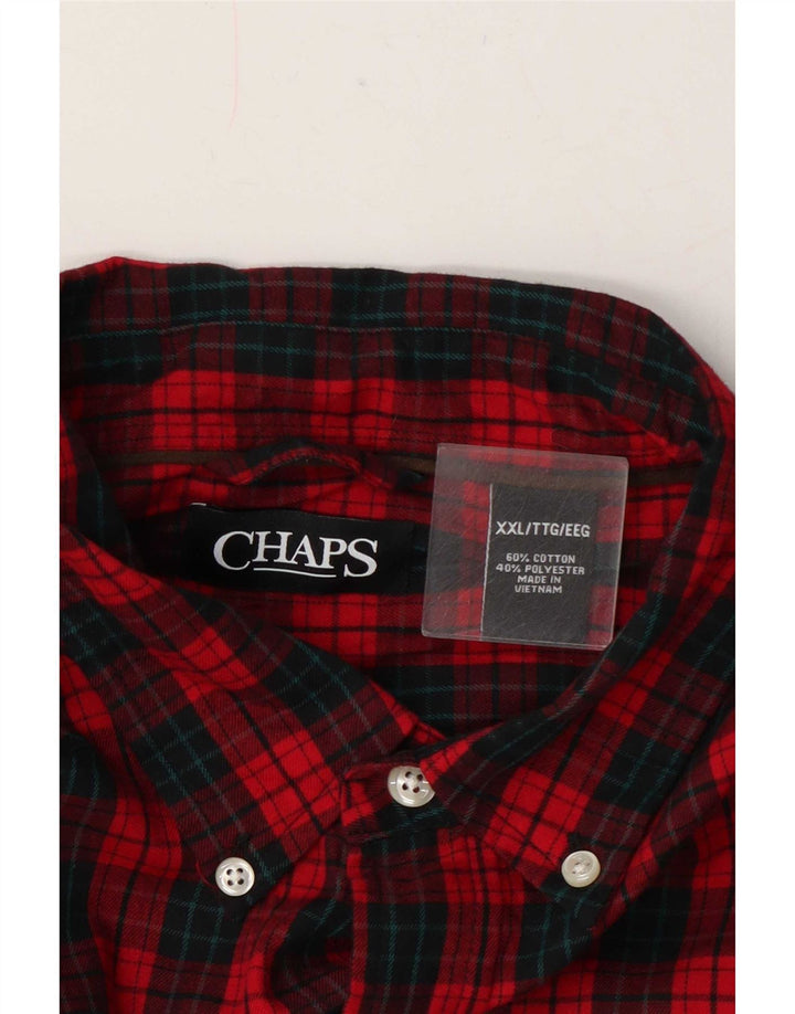 Chaps Mens Flannel Shirt 2XL Red Check Cotton