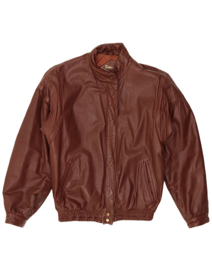 Fashion Leader Womens Leather Jacket UK 16 Large Brown Leather