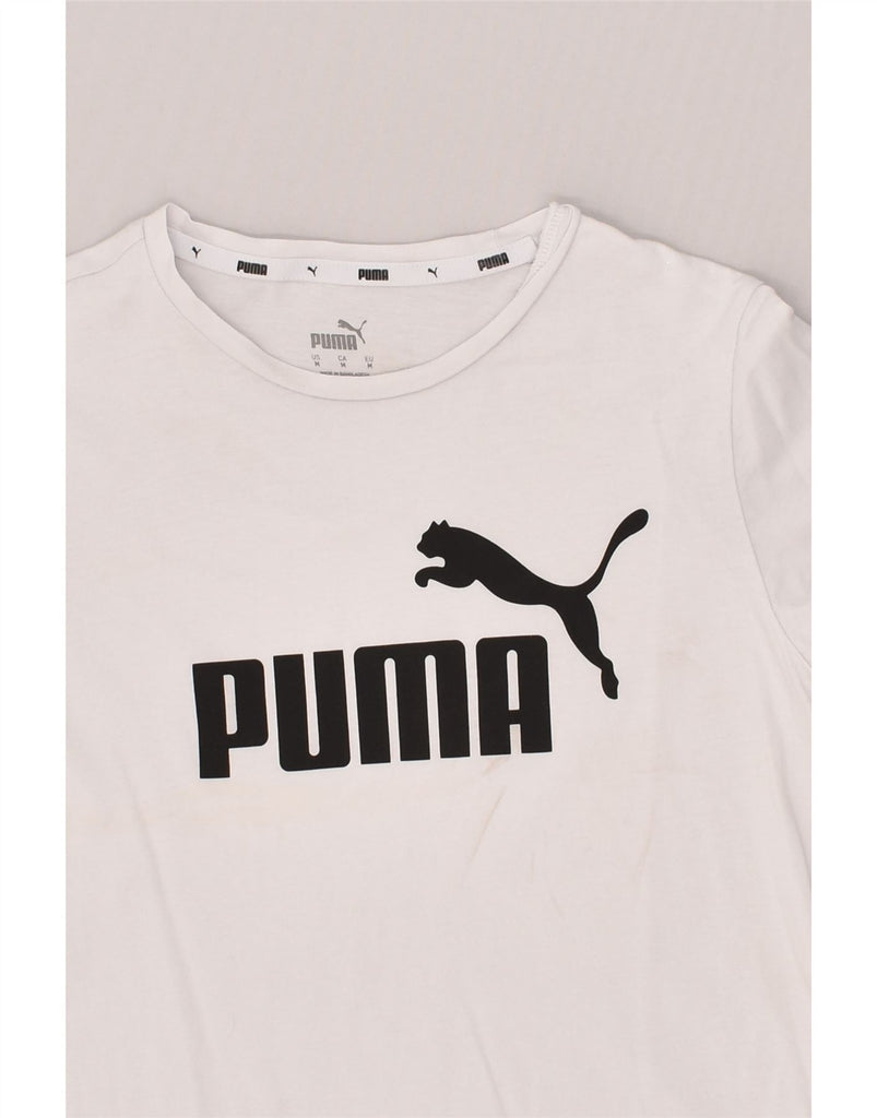 PUMA Womens Graphic T-Shirt Top UK 14 Medium White Cotton | Vintage Puma | Thrift | Second-Hand Puma | Used Clothing | Messina Hembry 