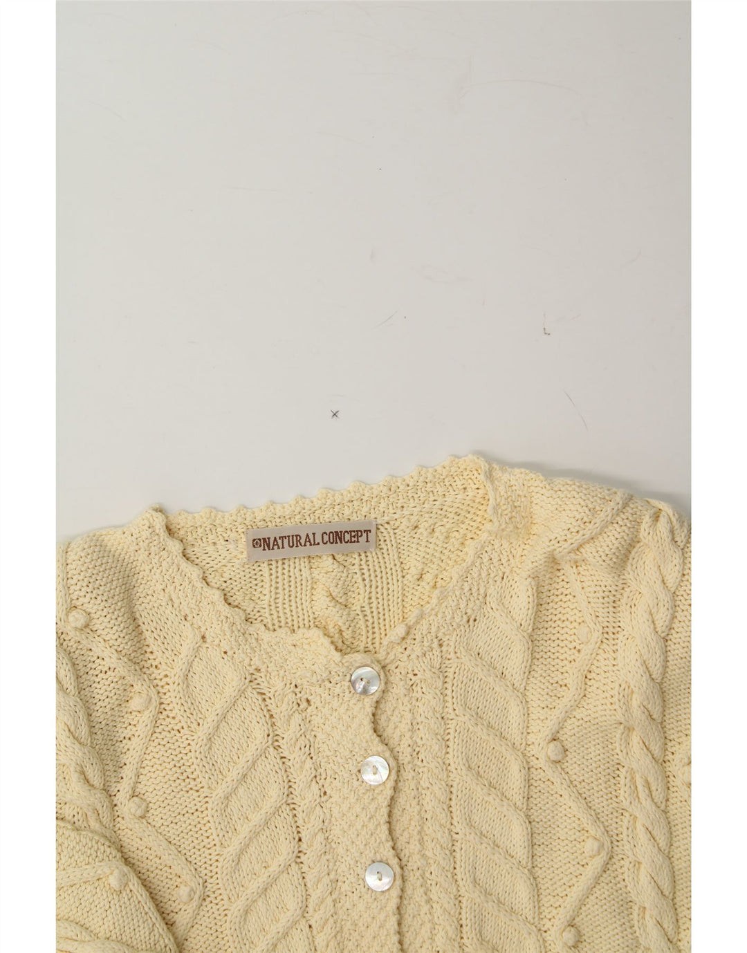 VINTAGE Womens Cardigan Sweater UK 16 Large Yellow Vintage Vintage and Second-Hand Vintage from Messina Hembry 