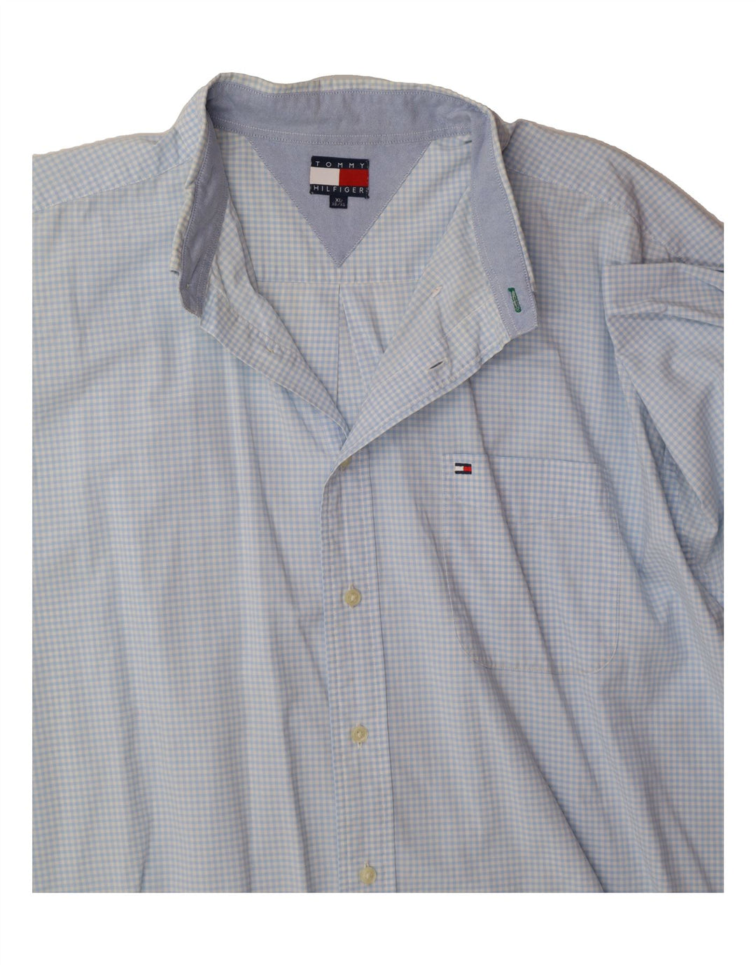 TOMMY HILFIGER Mens Shirt XL Blue Gingham Cotton Vintage Tommy Hilfiger and Second-Hand Tommy Hilfiger from Messina Hembry 