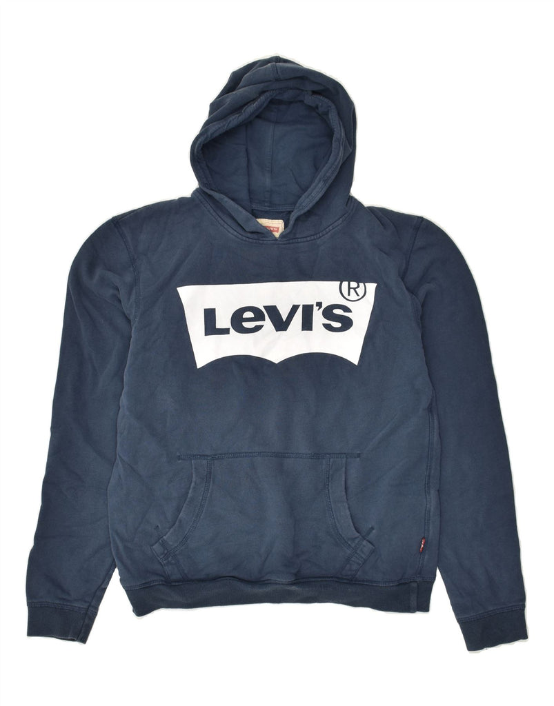 LEVI'S Boys Graphic Hoodie Jumper 15-16 Years Navy Blue Cotton | Vintage Levi's | Thrift | Second-Hand Levi's | Used Clothing | Messina Hembry 