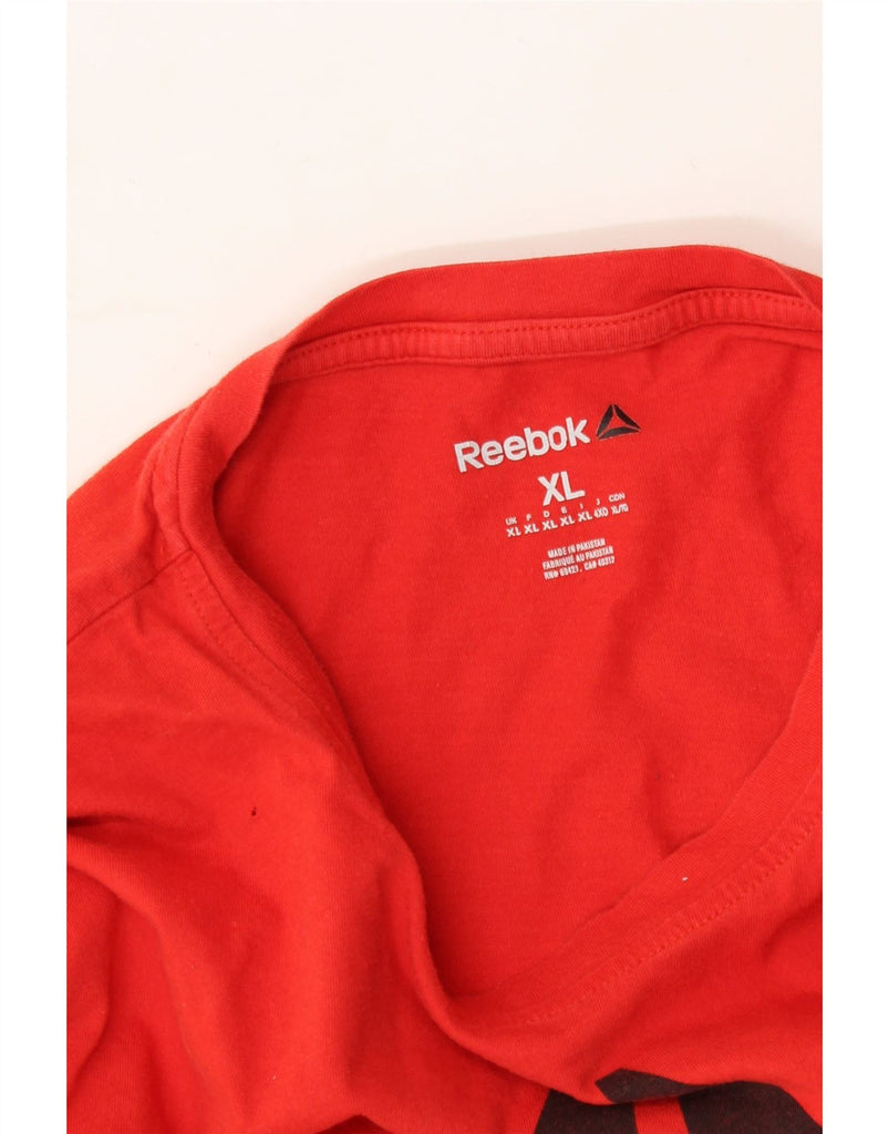 REEBOK Mens Graphic T-Shirt Top XL Red Cotton Vintage Reebok and Second-Hand Reebok from Messina Hembry 