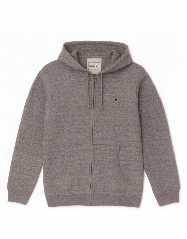 Jack Wills Mens Zip Hoodie Sweater Medium Grey Flecked Cotton