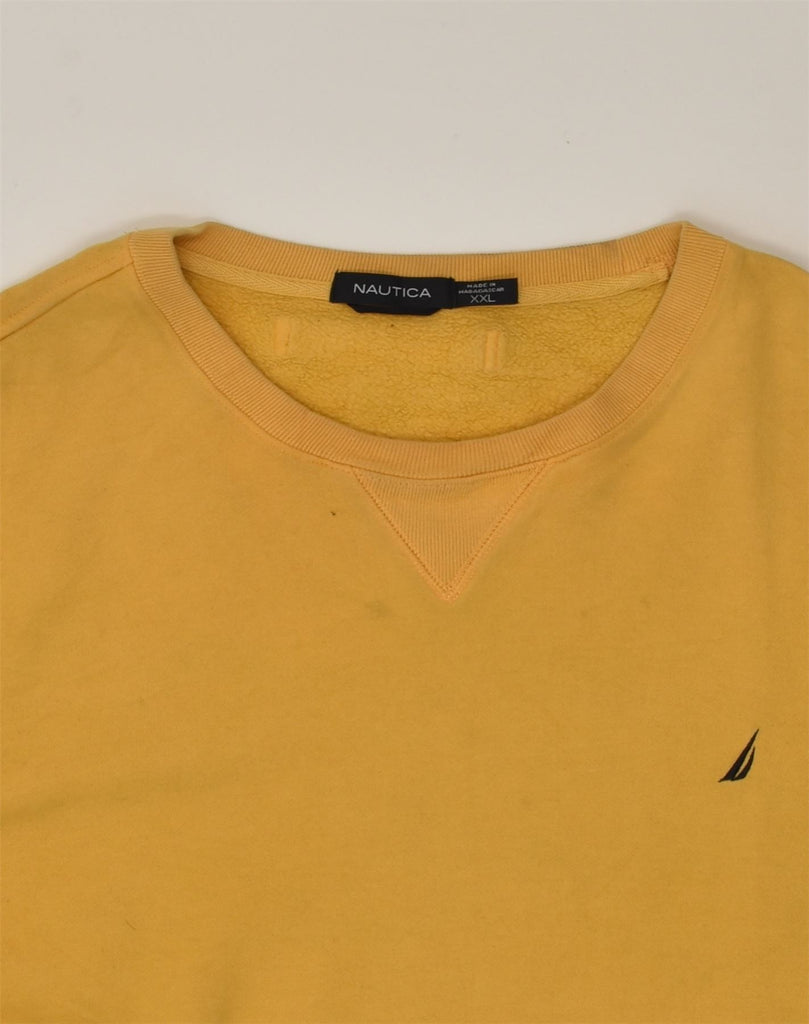 NAUTICA Mens Sweatshirt Jumper 2XL Yellow Cotton | Vintage Nautica | Thrift | Second-Hand Nautica | Used Clothing | Messina Hembry 